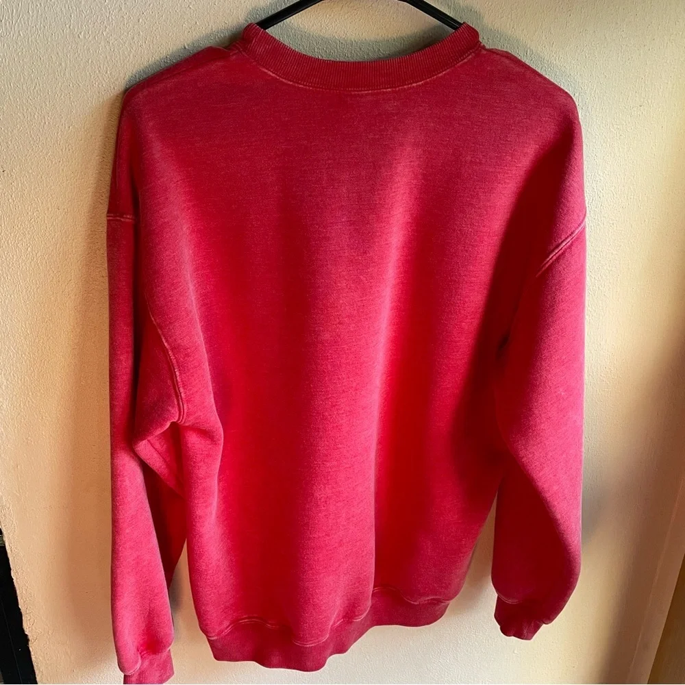 Los Angeles Blingy Crewneck Oversized Heavyweight Sweatshirt. Red Heather. Small - Picture 5 of 9